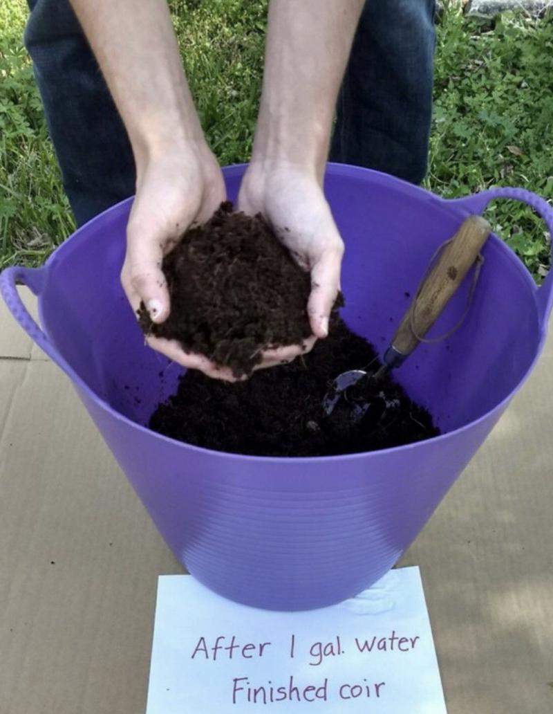 Finished coir visibly expanded